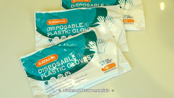 HDPE Gatamo γάντια PE των φτηνών για πολλές χρήσεις μίας χρήσης σαφών διαφανών κουζινών τροφίμων παιδιών βαθμού